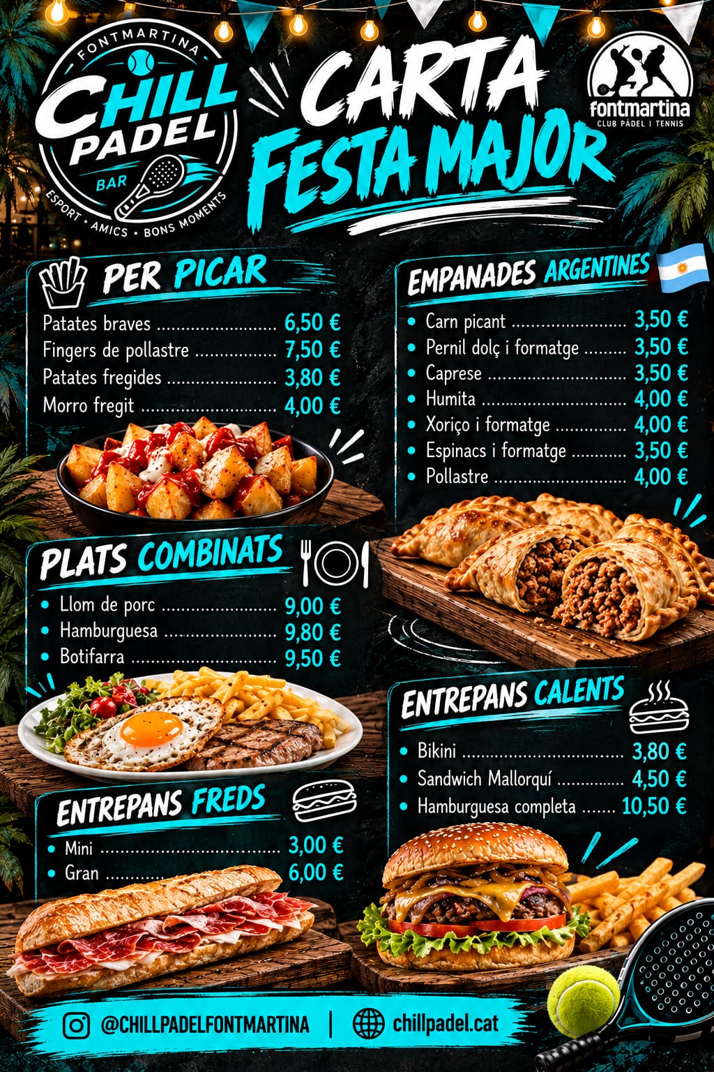Carta de Chill Padel