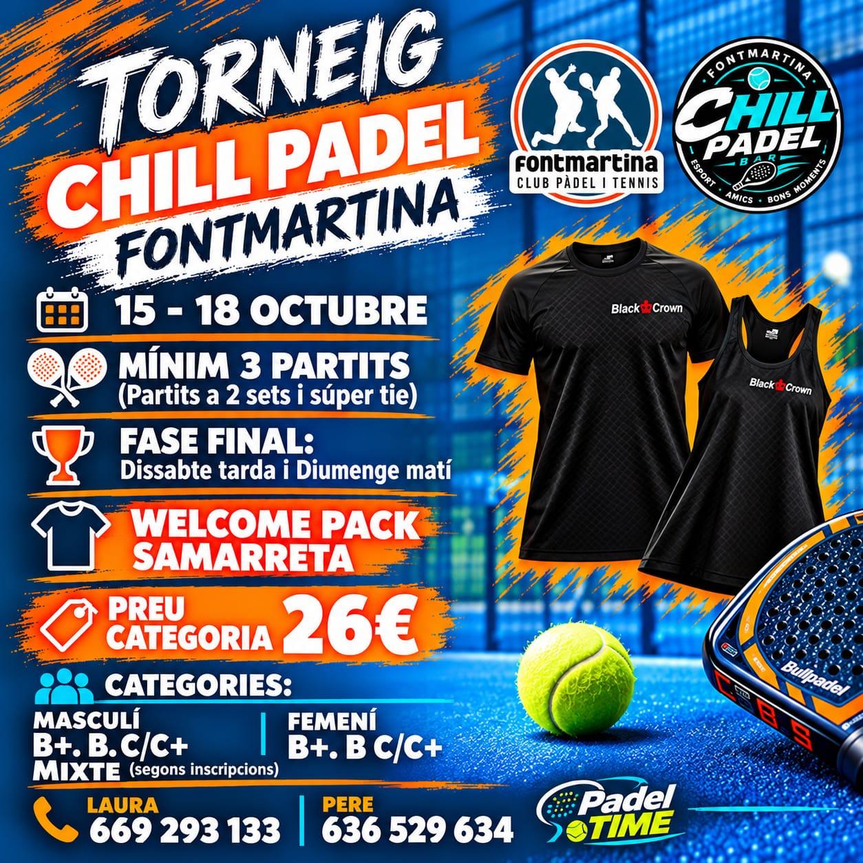 Cartell del proper torneig de Chill Padel